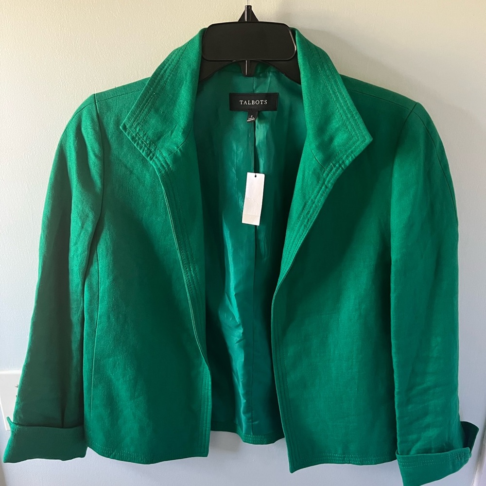 Talbots cropped linen jacket NWT